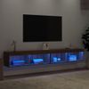 Vidaxl Muebles De Tv Con Luces Led 2 Uds Marrón Roble 100x30x30 Cm