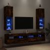 Vidaxl Muebles De Tv Con Luces Led 2 Uds Roble Ahumado 30,5x30x102 Cm Marrón