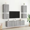 Vidaxl Muebles De Tv De Pared 6 Pzas Madera De Ingeniería Gris Sonoma