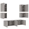 Vidaxl Muebles De Tv De Pared 6 Pzas Madera De Ingeniería Gris Sonoma