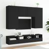 Vidaxl Muebles De Tv De Pared 5 Piezas Madera De Ingeniería Negro