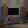 Vidaxl Muebles De Tv De Pared Con Luces Led 3 Piezas Roble Sonoma Marrón