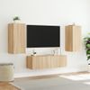 Vidaxl Muebles De Tv De Pared Con Luces Led 3 Piezas Roble Sonoma Marrón