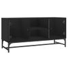 Mueble De Tv Con Puertas De Vidrio Negro 102x37x50 Cm