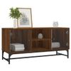 Mueble De Tv Con Puertas De Vidrio Marrón Roble 102x37x50 Cm