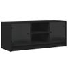 Mueble De Tv Con Puertas De Vidrio Negro 102x37x42 Cm