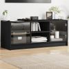 Mueble De Tv Con Puertas De Vidrio Negro 102x37x42 Cm