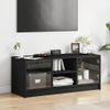 Mueble De Tv Con Puertas De Vidrio Negro 102x37x42 Cm