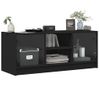 Mueble De Tv Con Puertas De Vidrio Negro 102x37x42 Cm