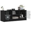 Mueble De Tv Con Puertas De Vidrio Negro 102x37x42 Cm