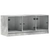 Mueble De Tv Con Puertas De Vidrio Gris Hormigón 102x37x42 Cm