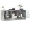 Mueble De Tv Con Puertas De Vidrio Gris Hormigón 102x37x42 Cm