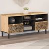 Mueble De Tv Madera Maciza De Mango 100x33x46 Cm Marrón