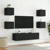 Vidaxl Muebles De Tv De Pared Con Led 6 Pzas Madera Ingeniería Negro