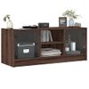 Mueble De Tv Con Puertas De Vidrio Marrón Roble 102x37x42 Cm