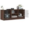 Mueble De Tv Con Puertas De Vidrio Marrón Roble 102x37x42 Cm