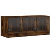 Vidaxl Mueble De Tv Con Puertas De Vidrio Roble Ahumado 102x37x42 Cm Marrón