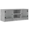 Mueble De Tv Con Puertas De Vidrio Gris Hormigón 102x37x42 Cm