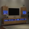 Vidaxl Muebles De Tv Con Luces Led 2 Uds Roble Sonoma 40,5x30x60 Cm Marrón