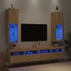 Vidaxl Muebles De Tv Con Luces Led 2 Uds Roble Sonoma 30,5x30x102 Cm Marrón