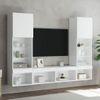 Vidaxl Muebles De Tv De Pared Con Led 5 Pzas Madera Ingeniería Blanco