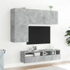 Vidaxl Muebles De Tv De Pared 4 Pzas Madera Ingeniería Gris Hormigón