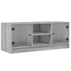 Mueble De Tv Con Puertas De Vidrio Gris Sonoma 102x37x42 Cm