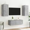 Vidaxl Muebles Tv Pared Con Led 4 Pzas Madera Ingeniería Gris Hormigón