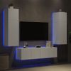 Vidaxl Muebles De Tv De Pared Con Led 6 Pzas Madera Ingeniería Blanco