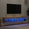 Vidaxl Muebles De Tv Con Luces Led 2 Uds Roble Sonoma 80x30x30 Cm Marrón