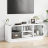 Mueble De Tv Con Puertas De Vidrio Blanco 102x37x42 Cm