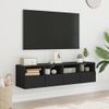 Vidaxl Muebles De Tv De Pared 2 Uds Madera Ingeniería Negro 60x30x30cm