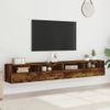 Vidaxl Muebles De Pared De Tv 2 Uds Madera Roble Ahumado 100x30x30 Cm Marrón