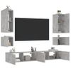 Vidaxl Muebles De Tv De Pared Con Luces Led 6 Piezas Gris Hormigón