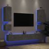 Vidaxl Muebles De Tv De Pared Con Luces Led 6 Piezas Gris Hormigón