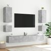 Vidaxl Muebles De Tv De Pared Con Luces Led 6 Piezas Gris Hormigón