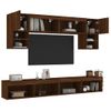 Vidaxl Muebles Tv Pared Con Led 6 Pzas Madera Ingeniería Marrón Roble