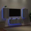 Vidaxl Muebles De Tv De Pared Con Luces Led 3 Piezas Gris Sonoma