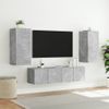 Vidaxl Muebles Tv Pared Con Led 4 Pzas Madera Ingeniería Gris Hormigón