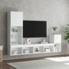 Vidaxl Muebles De Tv De Pared Con Led 4 Pzas Madera Ingeniería Blanco