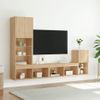 Vidaxl Muebles Tv Pared Con Led 4 Pzas Madera Ingeniería Roble Sonoma Marrón