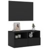 Vidaxl Mueble De Tv De Pared Madera De Ingeniería Negro 60x30x30 Cm