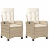 Sillones Reclinables De Jardín Con Cojines Beige 2 Uds Ratán Pe