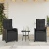 Sillones Reclinables Jardín Con Reposapiés 2 Uds Ratán Pe Negro