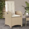 Silla De Jardín Reclinable Con Cojines Ratán Sintético Beige