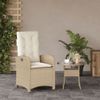 Silla De Jardín Reclinable Con Cojines Ratán Sintético Beige