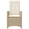 Silla De Jardín Reclinable Con Cojines Ratán Sintético Beige