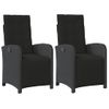 Sillones Reclinables Jardín Con Reposapiés 2 Uds Ratán Pe Negro