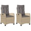 Sillones Reclinables Jardín Y Cojines Beige Mix 2 Uds Ratán Pe