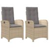 Sillones Reclinables Jardín Y Cojines Beige Mix 2 Uds Ratán Pe